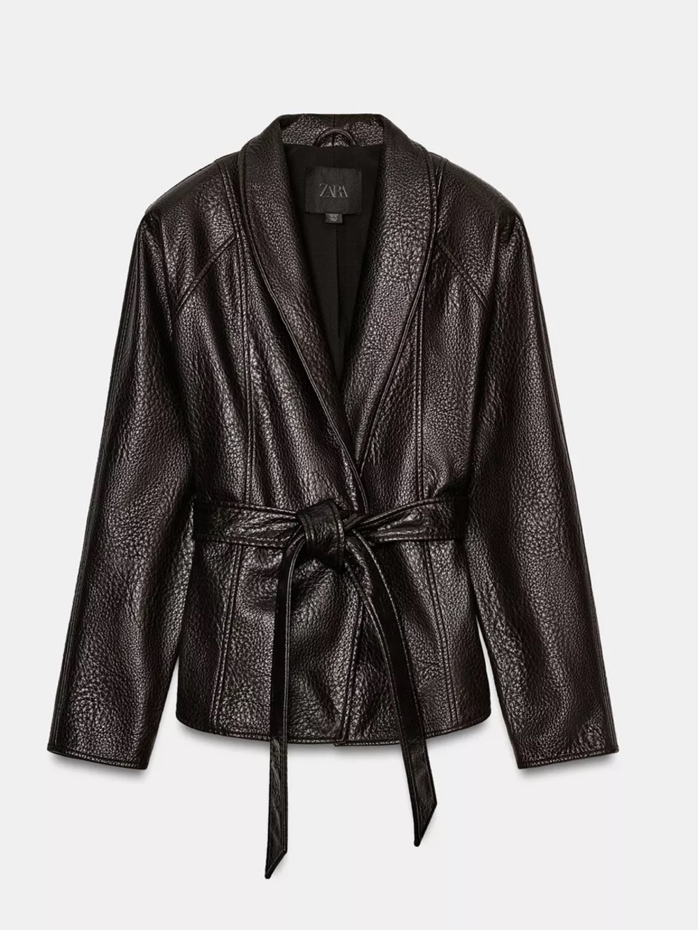 Zara ZW Collection faux leather belted jacket